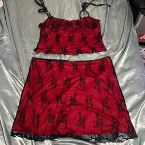 Black & Red Lace Set